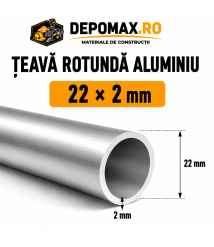 Teava rotunda aluminiu 22 x 2 mm, 6 metri (6060) Teava rotunda aluminiu 22 x 2 mm, 6 metri (6060)